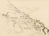 Herbert Boeckl, Erzberg bei Eisenerz (from the Eisenerzer Skizzenbuch), ca. 1941, charcoal on paper
