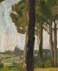 Hans Josef Weber Tyrol, View from the Villa Borghese in Rome, 1919, oil on cardboard