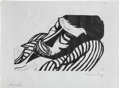 'Kranker' by Werner Berg, 1956, woodcut on paper, sold Jun 2017