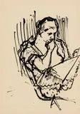 Herbert Boeckl, Reading lady, India ink on paper