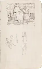 Sketch to "alte Stadt by Egon Schiele, ca. 1912-15, Pencil on paper, unframed, sold Jun 2017