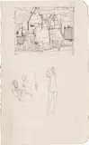Egon Schiele, Sketch to "alte Stadt, ca. 1912-15, Pencil on paper, unframed