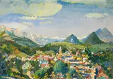 Oskar Laske, View from Aussee, 1934, gouache on paper