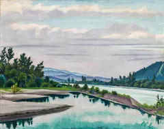 Drau landscape by Werner Berg, 1940, oil on canvas, sold Jun 2017