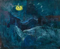 Anton Mahringer, Night landscape, 1961, oil on canvas