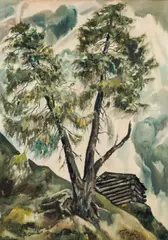 Johannes Hepperger, Trees in the fog, watercolour on paper