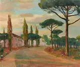 Italian landscape by Erich Miller-Hauenfels, ca. 1950, oil on canvas, sold Jun 2017