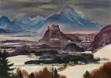 Albert Birkle, View onto the Hohensalzburg Castle, 1934, oil on cardboard
