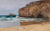 Alfred Zoff, Rocky coast, oil on canvas on cardboard