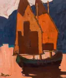Artur Nikodem, Sailing boat on the Garda Lake, 1934, oil on canvas