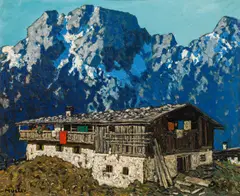 Almhof by Oskar Mulley, ca. 1930, oil on cardboard, sold Jun 2017