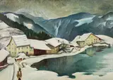 Albert Birkle, Winter in Tirol, 1926, oil on cardboard
