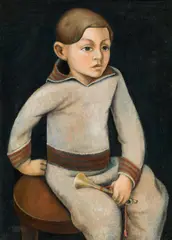 Viktor Planckh, Junge mit Jahrmarktstrompete, 1928, oil on canvas