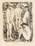 Otto Mueller, Two young men and three girls (Five nudes)