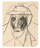 Portrait of a man with hat by Ernst Ludwig Kirchner, 1928, black chalk on paper, sold Jun 2017