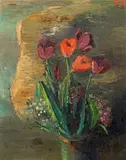Otto Rudolf Schatz, Blumenvase mit Tulpen und Maiglöckchen