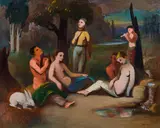 Georg Merkel, The family of the artist, oil on canvas