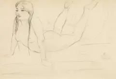 Hans Bohler, Lying nude, pencil on paper