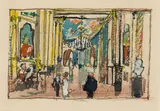 Oskar Laske, Foyer of the Burgtheater, gouache an pencil on paper