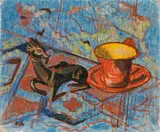 Bronze and cup by Alfred Wickenburg, oil on canvas, offered Jun 2017