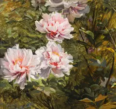 Viktor Hausmann-Sator, Peonies, 1896, oil on plywood