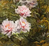 Viktor Hausmann-Sator, Peonies, 1896, oil on plywood