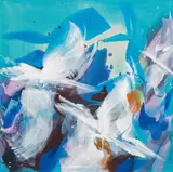 Ute Aschbacher, White birds of the island, 2016, acrylic on molino; unframed
