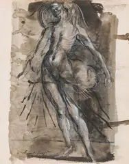 Danse Macabre by Ernst Fuchs, 1953, quill, washed, mit opaque white on paper; framed, offered Jun 2017