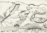 Karl Anton Fleck, Landschaft Steiermark, 1976, graphite on paper; framed