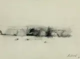 Karl Korab, Untitled, 1961, charcoal on paper; framed
