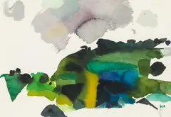 Robert Schmitt, landscape, 1982, watercolour on paper; framed