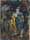 Gunter Damisch, Flecktier, 1993, oil on cardboard; framed