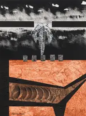 Pfad der Dunkelheit by Hubert Fischlhammer, 2016, mixed media on paper; framed, offered Jun 2017