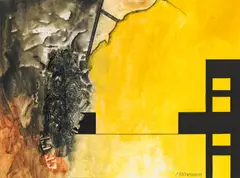 Die goldene Botschaft by Hubert Fischlhammer, 2015, mixed media, collage on paper; framed, sold Jun 2017
