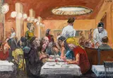 Georg Eisler, Café Sperl, 1978, oil on canvas; framed