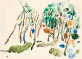 Gustav Hessing, Baumgruppe, watercolour on paper; framed