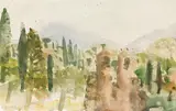 Rudolf Hradil, Griechische Landschaft, watercolour on paper; unframed