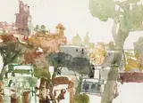 Rudolf Hradil, Forum Rom, 1994, watercolour on paper; framed