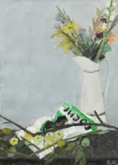 Rudolf Hradil, Blumenstrauss, oil on canvas; framed
