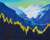 Ernst Insam, Berge, 1988, acrylic on canvas; framed