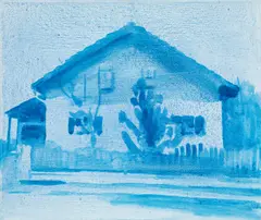 Felix Malnig, Haus (blau), 2002, varnish on canvas; unframed