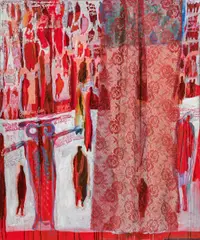 Sappho I by Sylvia K. Kummer, 2008/2016, mixed media, textile on canvas; unframed, offered Jun 2017