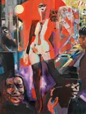 Paul Meissner, Menschen in der Stadt, 1974, acrylic on hardboard; framed