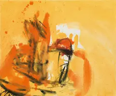 Josef Mikl, Spargel und Rose, 2002, oil on canvas; framed