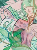 Hubert Schmalix, Lilien 1, 2004, gouache on cardboard; framed