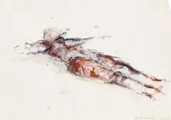 Martin Schnur, Liegend, Schwebender, 1986, mixed media on paper; unframed