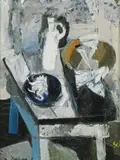 Robert Schmitt, Stilleben in Grau, 1958, oil on canvas; framed