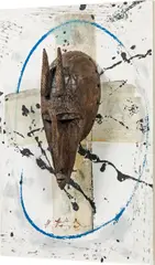 Hans Staudacher, Afrikanische Maske, 2003, mask, screen print on hardboard