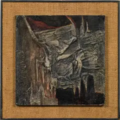 Willy Valier, Untitled, 1960, mixed media on wood; framed