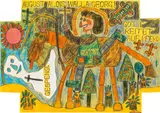 August Walla, Untitled (God riding on a horse), mixed media on paper; unframed
